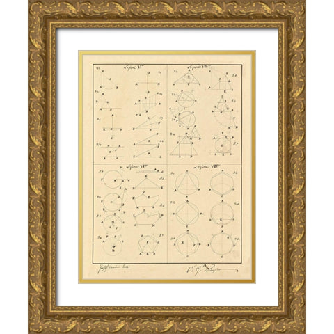 Plate 2 for Elements of Civil Architecture, ca. 1818-1850 Gold Ornate Wood Framed Art Print with Double Matting by Vannini, Giuseppe