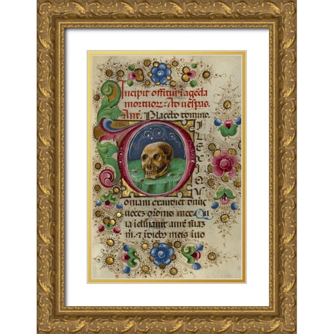 Initial D: A Skull in a Rocky Field Gold Ornate Wood Framed Art Print with Double Matting by Crivetti, Taddeo