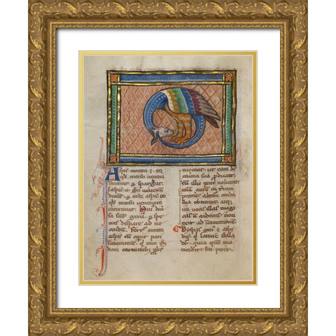 A Dragon-like Snake Gold Ornate Wood Framed Art Print with Double Matting by Franco-Flemish 13th Century