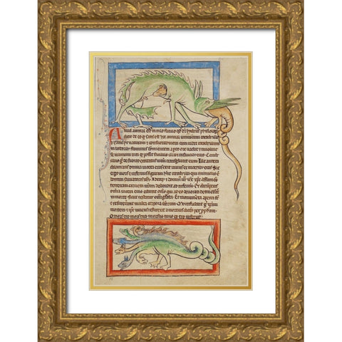 A Hydrus; A Hydra Gold Ornate Wood Framed Art Print with Double Matting by English 13th Century