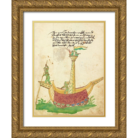 Civic festival of the Nuremberg Schembartlauf - Ship Float Gold Ornate Wood Framed Art Print with Double Matting by German 16th Century