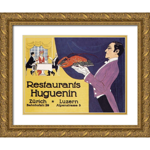 Cooks: Restaurants Huguenin Gold Ornate Wood Framed Art Print with Double Matting by Advertisement