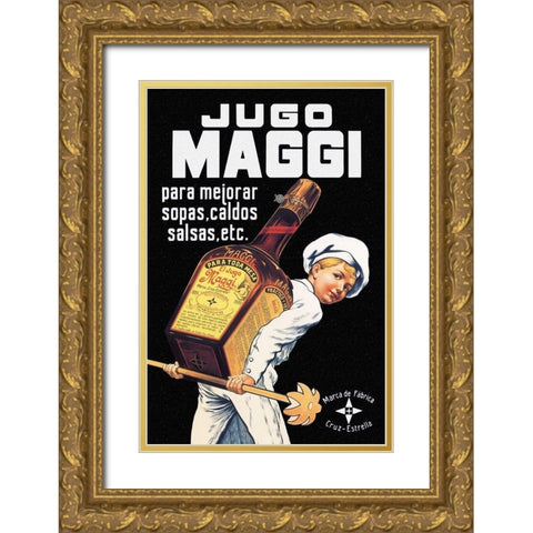 Cooks: Jugo Maggi Gold Ornate Wood Framed Art Print with Double Matting by Advertisement