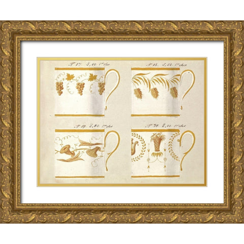 Quatre tasses du 1er choix, ca. 1800-1820 Gold Ornate Wood Framed Art Print with Double Matting by Honore