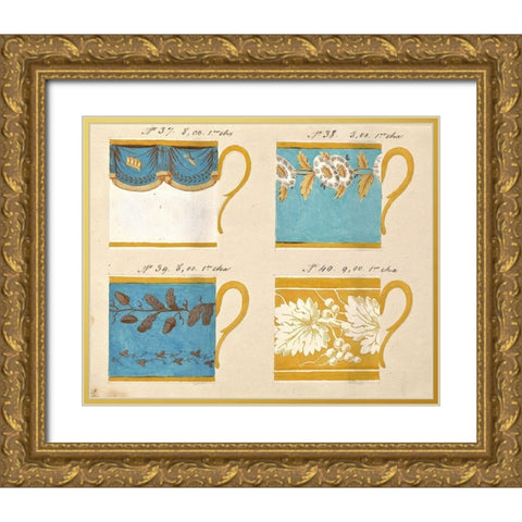Quatre tasses du 1er choix, ca. 1800-1820 Gold Ornate Wood Framed Art Print with Double Matting by Honore