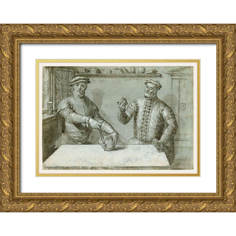 A Double Portrait of Hans Furraht and Jacob von der Burch Gold Ornate Wood Framed Art Print with Double Matting by Ludget, Tom Ring