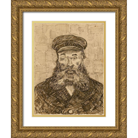 Portrait of Joseph-Ã‰tienne Roulin Gold Ornate Wood Framed Art Print with Double Matting by van Gogh, Vincent