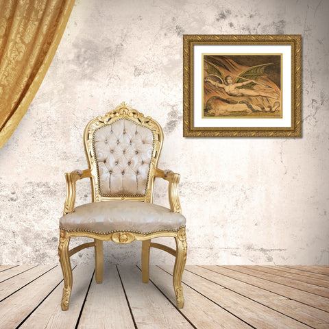 Satan Exulting over Eve Gold Ornate Wood Framed Art Print with Double Matting by Blake, William