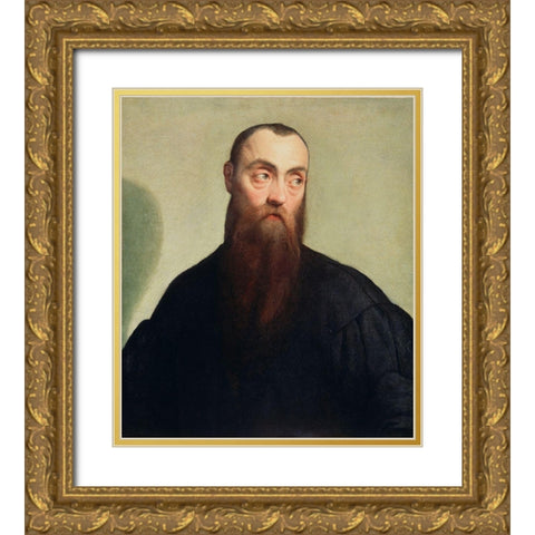 Portrait of a Bearded Man Gold Ornate Wood Framed Art Print with Double Matting by Bassano, Jacopo