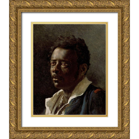 Study of a Model Gold Ornate Wood Framed Art Print with Double Matting by Gericault, Theodore