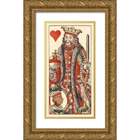 King of Hearts (Bauern Hochzeit Deck) Gold Ornate Wood Framed Art Print with Double Matting by Gobl, Andreas Benedictus
