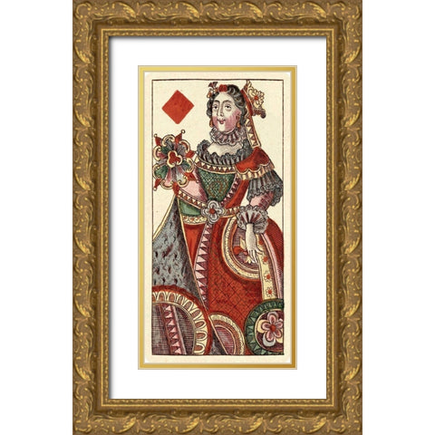 Queen of Diamonds (Bauern Hochzeit Deck) Gold Ornate Wood Framed Art Print with Double Matting by Gobl, Andreas Benedictus