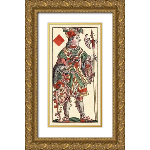 Knave of Diamonds (Bauern Hochzeit Deck) Gold Ornate Wood Framed Art Print with Double Matting by Gobl, Andreas Benedictus