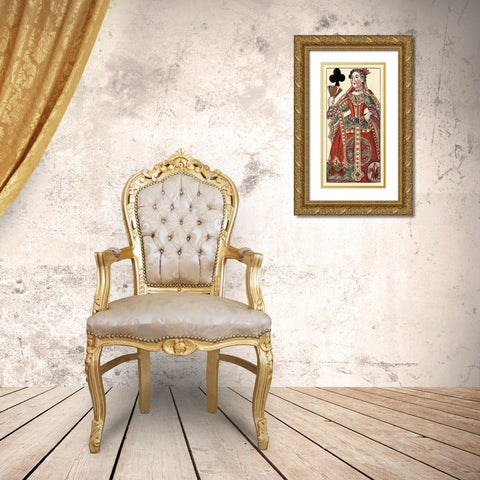 Queen of Clubs (Bauern Hochzeit Deck) Gold Ornate Wood Framed Art Print with Double Matting by Gobl, Andreas Benedictus
