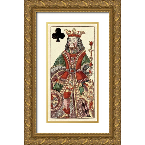 King of Clubs (Bauern Hochzeit Deck) Gold Ornate Wood Framed Art Print with Double Matting by Gobl, Andreas Benedictus