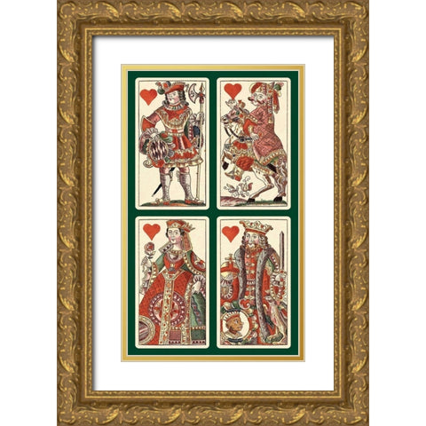 Hearts (Bauern Hochzeit Deck) Gold Ornate Wood Framed Art Print with Double Matting by Gobl, Andreas Benedictus