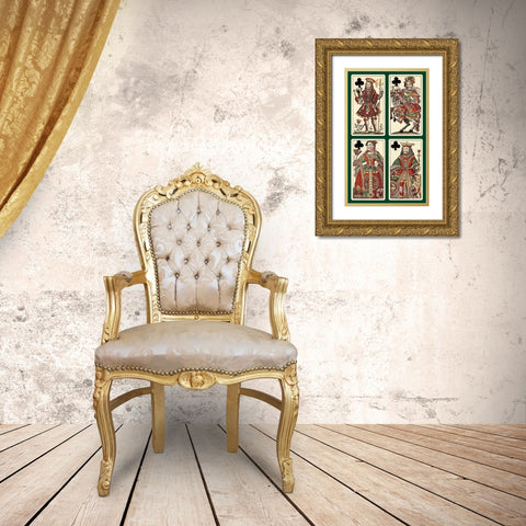 Clubs (Bauern Hochzeit Deck) Gold Ornate Wood Framed Art Print with Double Matting by Gobl, Andreas Benedictus