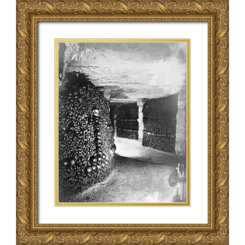 Paris, 1861 - View in the Catacombs Gold Ornate Wood Framed Art Print with Double Matting by Tournachon, Gaspard Felix