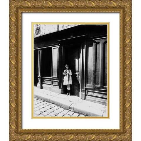 France, 1921 -  Brothel, Versailles, Petit Place Gold Ornate Wood Framed Art Print with Double Matting by Atget, Eugene