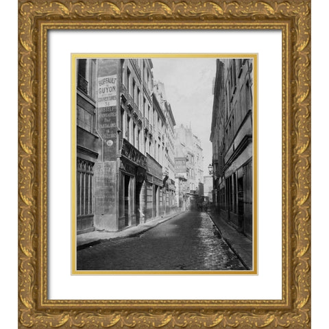 Paris, 1865 - Rue des Bourdonnais de la rue de Rivoli Gold Ornate Wood Framed Art Print with Double Matting by Marville, Charles