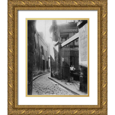 Paris, 1911 - Metalworkers Shop, passage de la Reunion Gold Ornate Wood Framed Art Print with Double Matting by Atget, Eugene