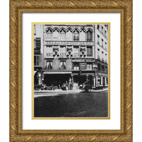 Paris, 1903 - House on the Place du Caire Gold Ornate Wood Framed Art Print with Double Matting by Atget, Eugene