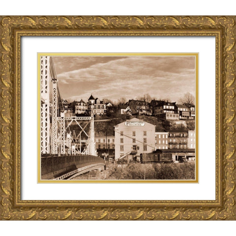 Part of Phillipsburg, New Jersey, 1935 Gold Ornate Wood Framed Art Print with Double Matting by Evans, Walker