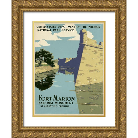Fort Marion National Monument, St. Augustine, Florida, ca. 1938 Gold Ornate Wood Framed Art Print with Double Matting by WPA
