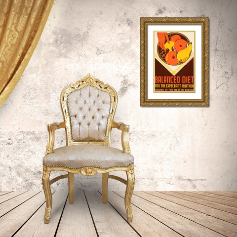 Balanced diet for the expectant mother. Gold Ornate Wood Framed Art Print with Double Matting by WPA