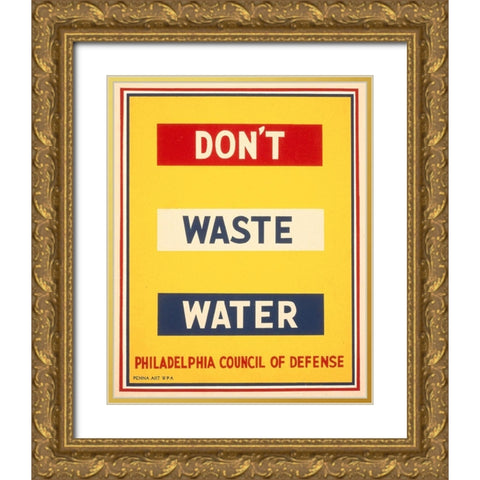 Dont waste water Gold Ornate Wood Framed Art Print with Double Matting by Wilcox, Raymond