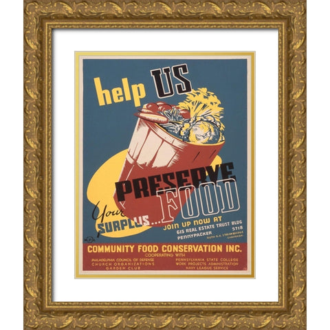 Help us preserve your surplus food Gold Ornate Wood Framed Art Print with Double Matting by Tasker, William