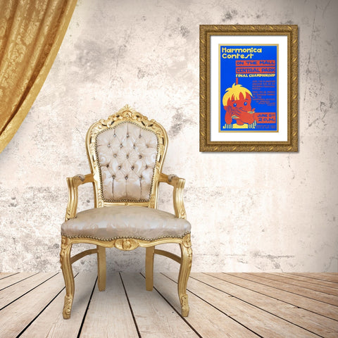 Harmonica Contest in Central Park Gold Ornate Wood Framed Art Print with Double Matting by WPA