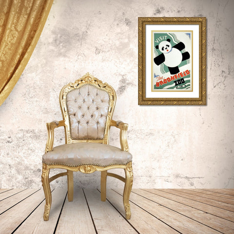 Visit the Brookfield Zoo by the L - Panda Gold Ornate Wood Framed Art Print with Double Matting by Gregg, Arlington