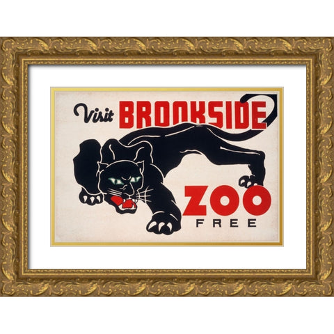 Brookfield Zoo - Panther Gold Ornate Wood Framed Art Print with Double Matting by WPA