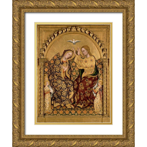 Coronation of the Virgin Gold Ornate Wood Framed Art Print with Double Matting by da Fabriano, Gentile