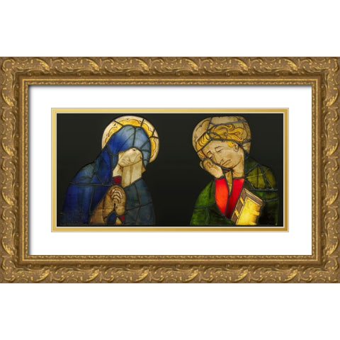The Virgin and Saint John, from a Crucifixion Gold Ornate Wood Framed Art Print with Double Matting by Unknown