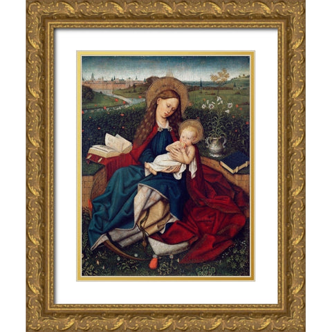The Madonna of Humility Gold Ornate Wood Framed Art Print with Double Matting by Campin