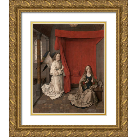 The Annunciation Gold Ornate Wood Framed Art Print with Double Matting by Aelbrecht, Bouts