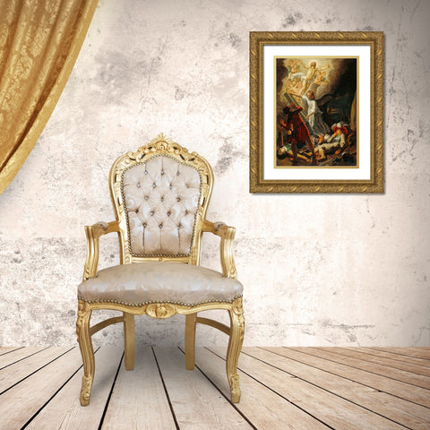The Resurrection Gold Ornate Wood Framed Art Print with Double Matting by Lastman, Pieter