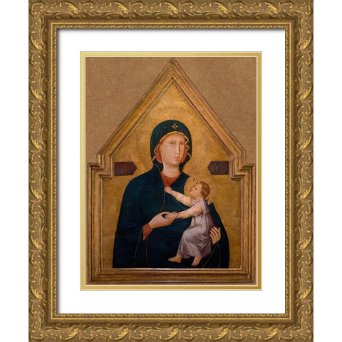 Madonna and Child Gold Ornate Wood Framed Art Print with Double Matting by Unknown 13th Century Italian Illuminator
