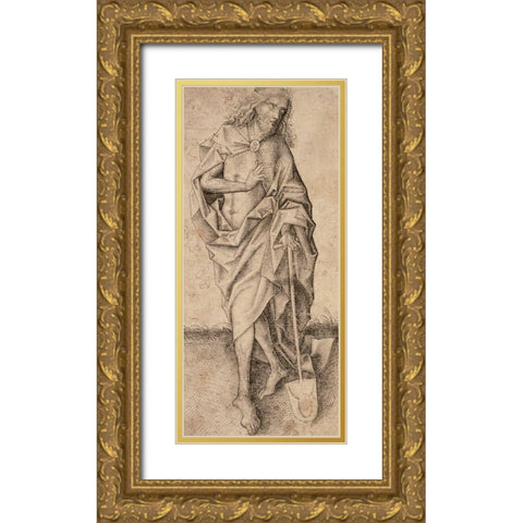 Christ as the Gardener Gold Ornate Wood Framed Art Print with Double Matting by Unknown 15th Century German Illuminator