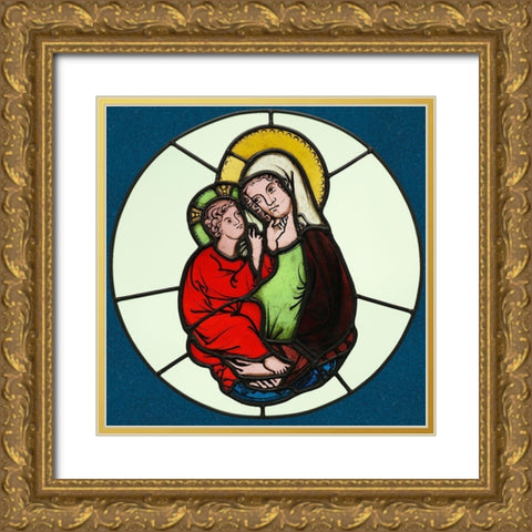 The Virgin and Child Gold Ornate Wood Framed Art Print with Double Matting by Unknown 14th Century Austrian Illuminator