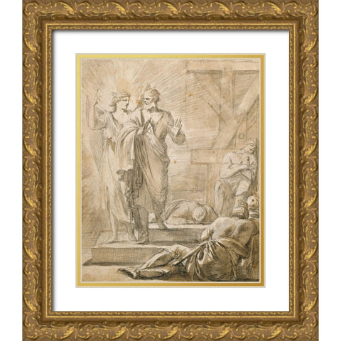 The Liberation of Saint Peter Gold Ornate Wood Framed Art Print with Double Matting by de La Hyre, Laurent