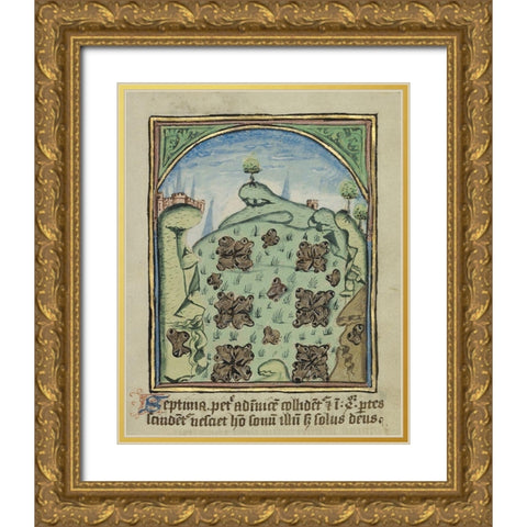 The Seventh Sign before the Day of Judgement Gold Ornate Wood Framed Art Print with Double Matting by Unknown 12th Century English Illuminator
