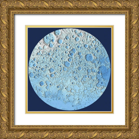 Unmarked Decorative Topographic Map of the Moon, North Pole Gold Ornate Wood Framed Art Print with Double Matting by United States Geological Survey