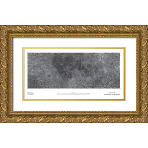 Map of the Moon, Projection Gold Ornate Wood Framed Art Print with Double Matting by United States Geological Survey