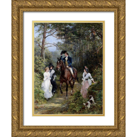 The Meeting in the Forest, 1903 Gold Ornate Wood Framed Art Print with Double Matting by Hardy, Heywood