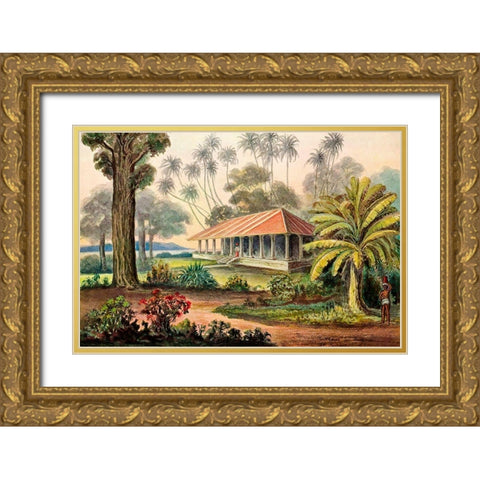 Rasthaus von Belligemma Sudkuste von Ceylon Gold Ornate Wood Framed Art Print with Double Matting by Haeckel, Ernst