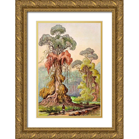 Lianen-Mantel an Saulenbaumen Hochland von Ceylon Gold Ornate Wood Framed Art Print with Double Matting by Haeckel, Ernst