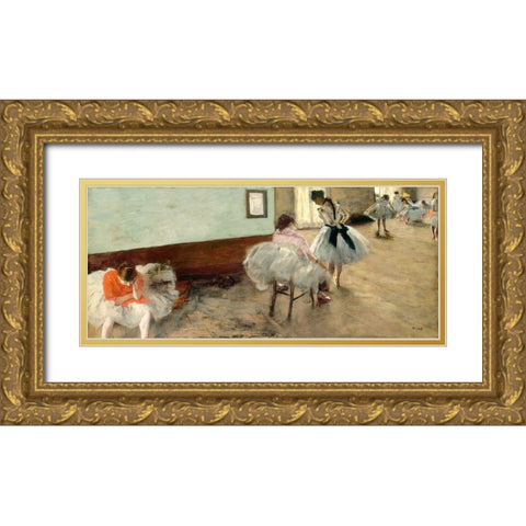 The Dance Lesson, c. 1879 Gold Ornate Wood Framed Art Print with Double Matting by Degas, Edgar
